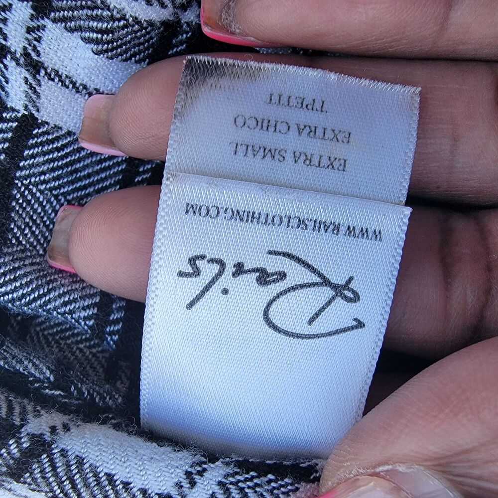 Rails Jordyn Plaid Side Split Tunic Duster Blk/wht Sz Xs Flannel Collared Long - Picture 6 of 7